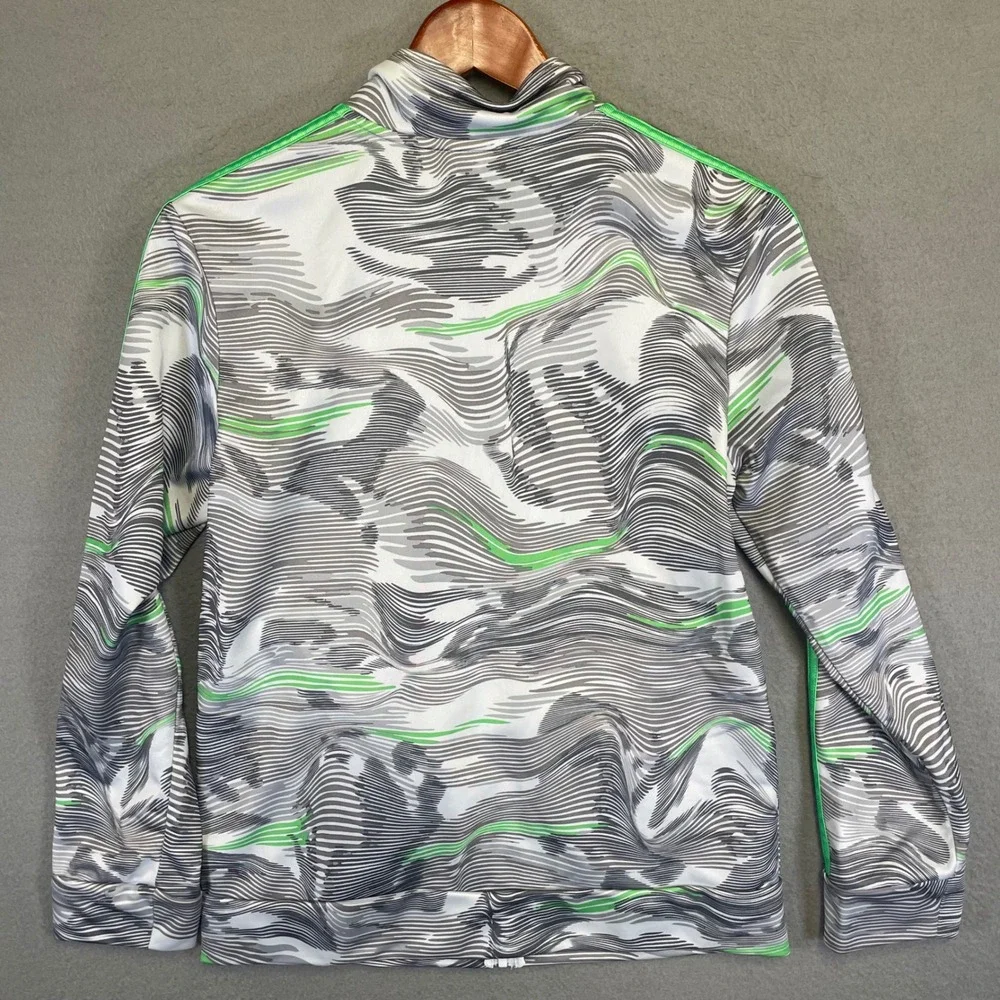 Adidas Youth Track Jacket Large 14/16 Gray Green Camo Full Zip 3 Stripe